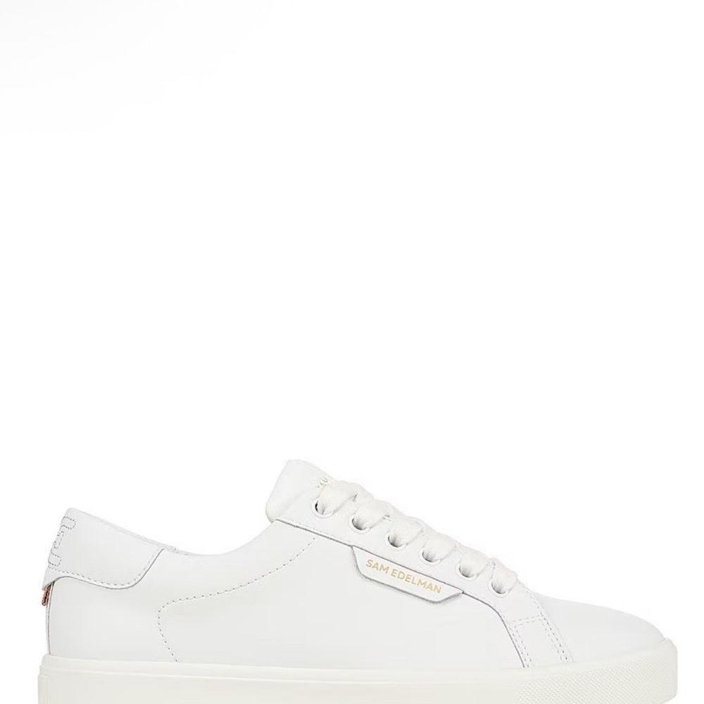New, No Box: Sam Edelman White Leather Sneakers Ethyl Low Top Women’s Size 9 - Picture 2 of 10